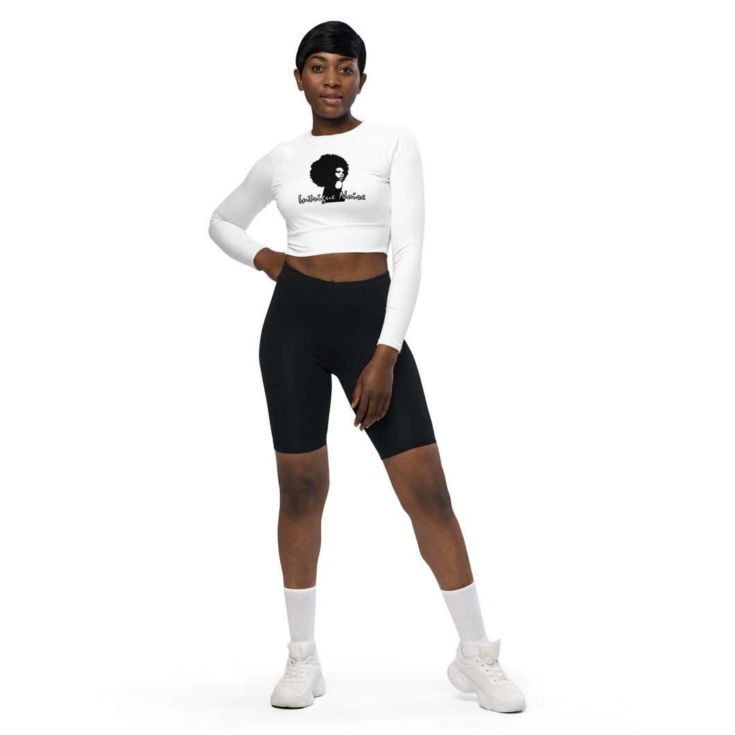 Intrigue Noire Recycled long-sleeve crop top